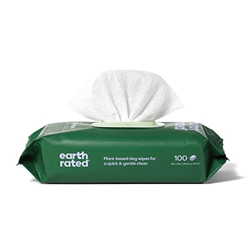 Earth Rated Dog Wipes, Thick Plant Based Grooming Wipes for Easy Use on Paws, Body and Bum, Lavender...