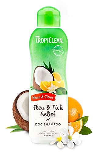 TropiClean Citrus & Neem Oil Flea Shampoo for Dogs | Tick and Flea Bite Relief for Dogs | Natural...
