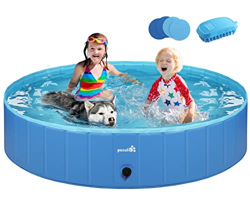 Pecute Dog Pool Foldable 63' x 12', Portable Kiddie Pool Hard PVC, Multifunctional Wading Pool for...
