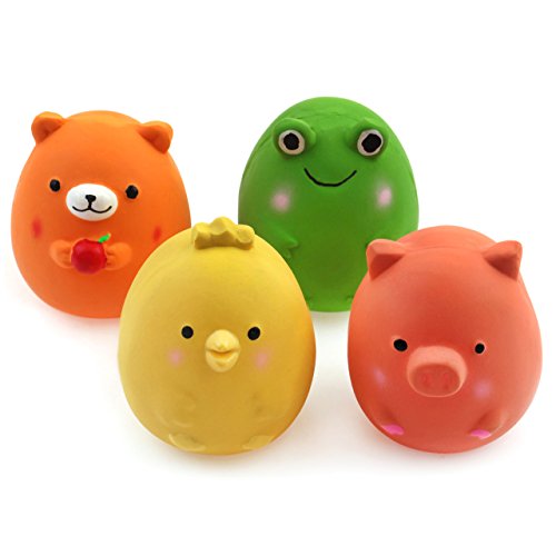 CHIWAVA 4PCS 2.4'' Squeak Latex Puppy Toy Funny Animal Sets Pet Interactive Play for Small Dog...