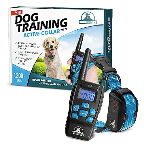 Pet Union PT0Z1 Premium Training Shock Collar for Dogs with Remote - Fully Waterproof, 4 Adjustable...