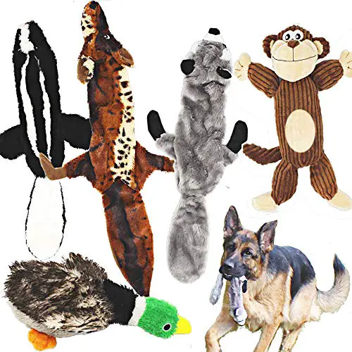 Jalousie 5 Pack Dog Squeaky Toys Three no Stuffing Toy and Two Plush with Stuffing for Small Medium...