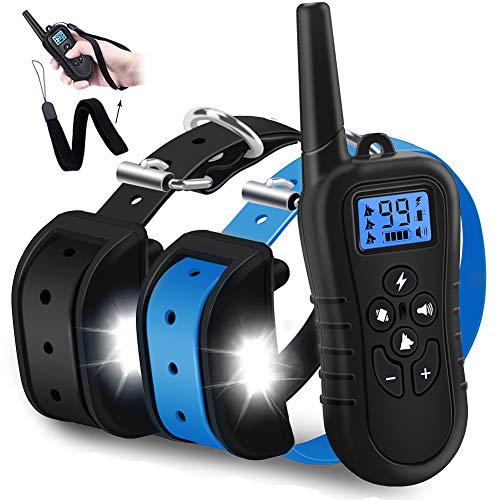 WDFZONE [New 2019] Dog Training Collar with Remote for 2 Dogs Waterproof Rechargeable Range 1500 Ft...